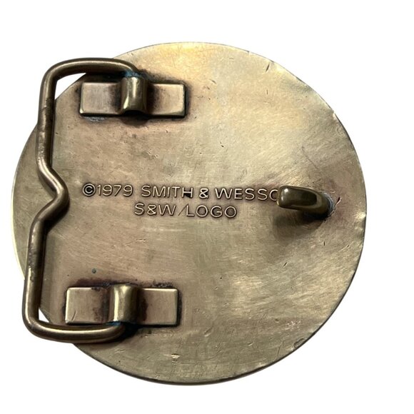 Vintage 1979 Smith & Wesson Solid Brass Belt Buckle - Picture 2 of 3
